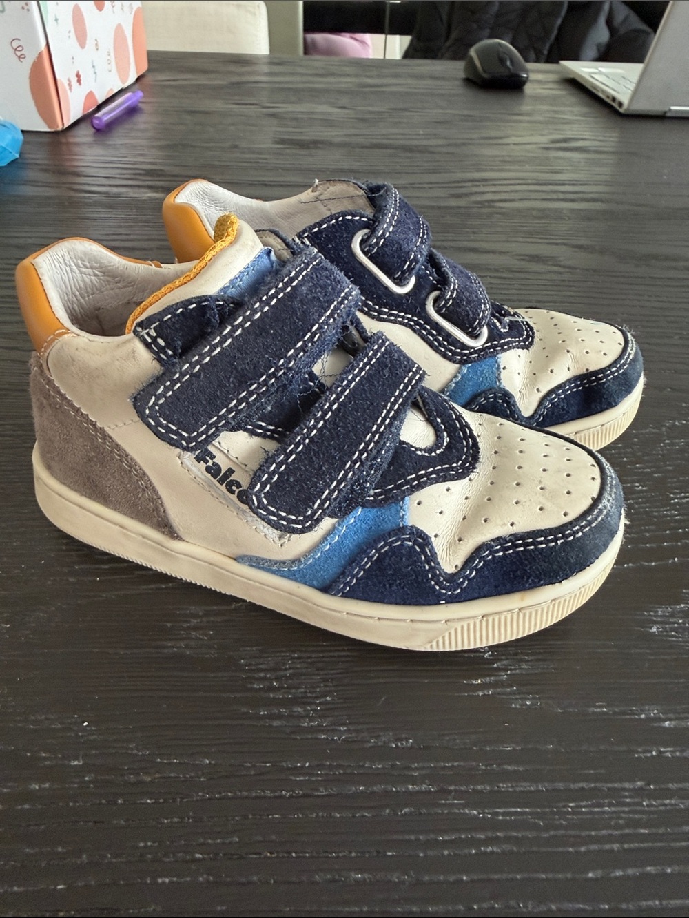 Naturino Navy, Cream and Orange Kids Velcro Sneakers